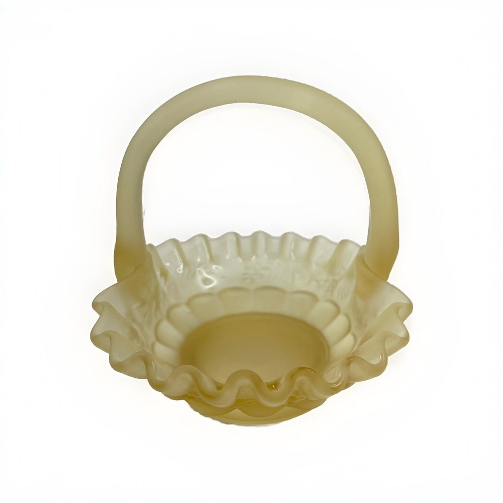 Vintage Westmoreland Yellow Mist Satin Glass ‎ Basket